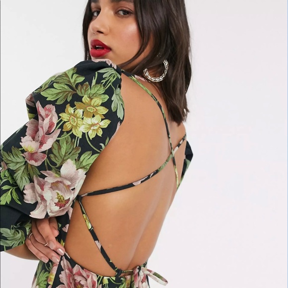 ISO: ASOS EDITION puff sleeve milkmaid dress in romantic floral print - Picture 2 of 4